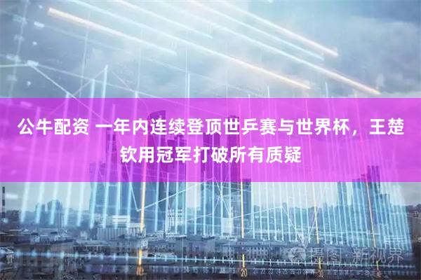 公牛配资 一年内连续登顶世乒赛与世界杯,王楚钦用冠军打破所有质疑